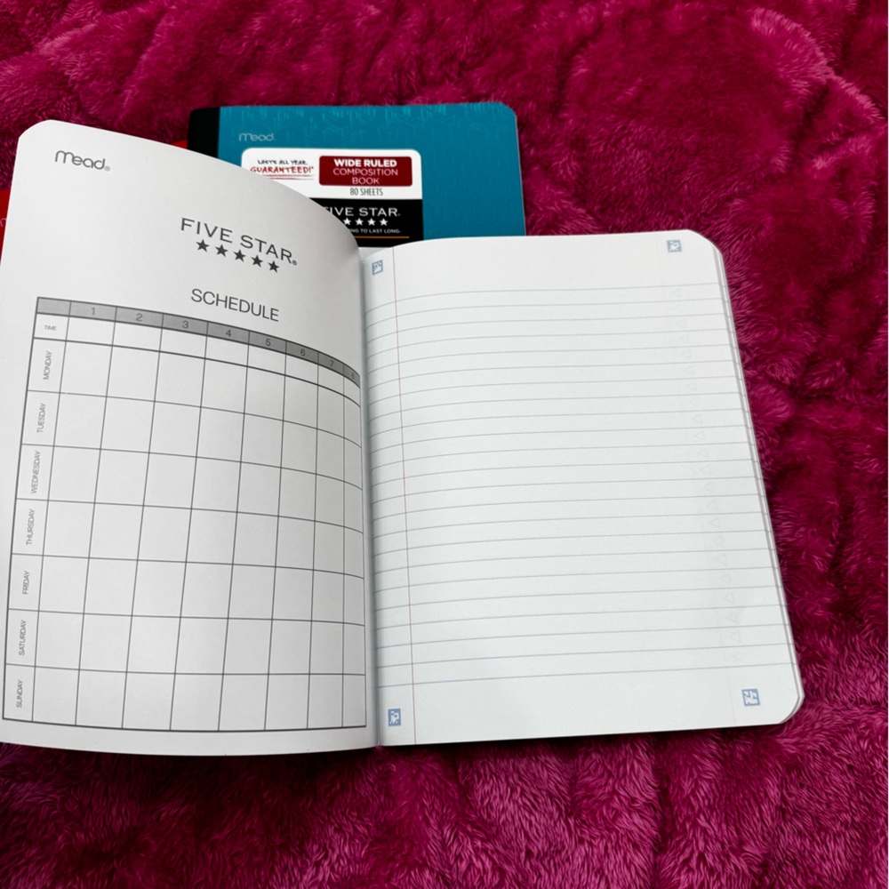 3 Five Star Notebook with Teal Cover and White Pages